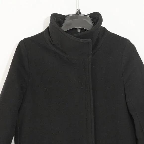 Babaton Cocoon Coat Black Cashmere Wool Funnel Neck Minimal Goth Quiet Lux Coat - Picture 4 of 16